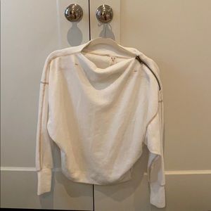 Cream free people top with zipper